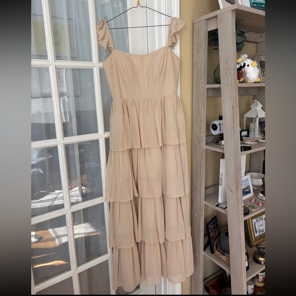 Revelry Bridesmaid Dress Poppy Chiffon in Champagne - Picture 3 of 5